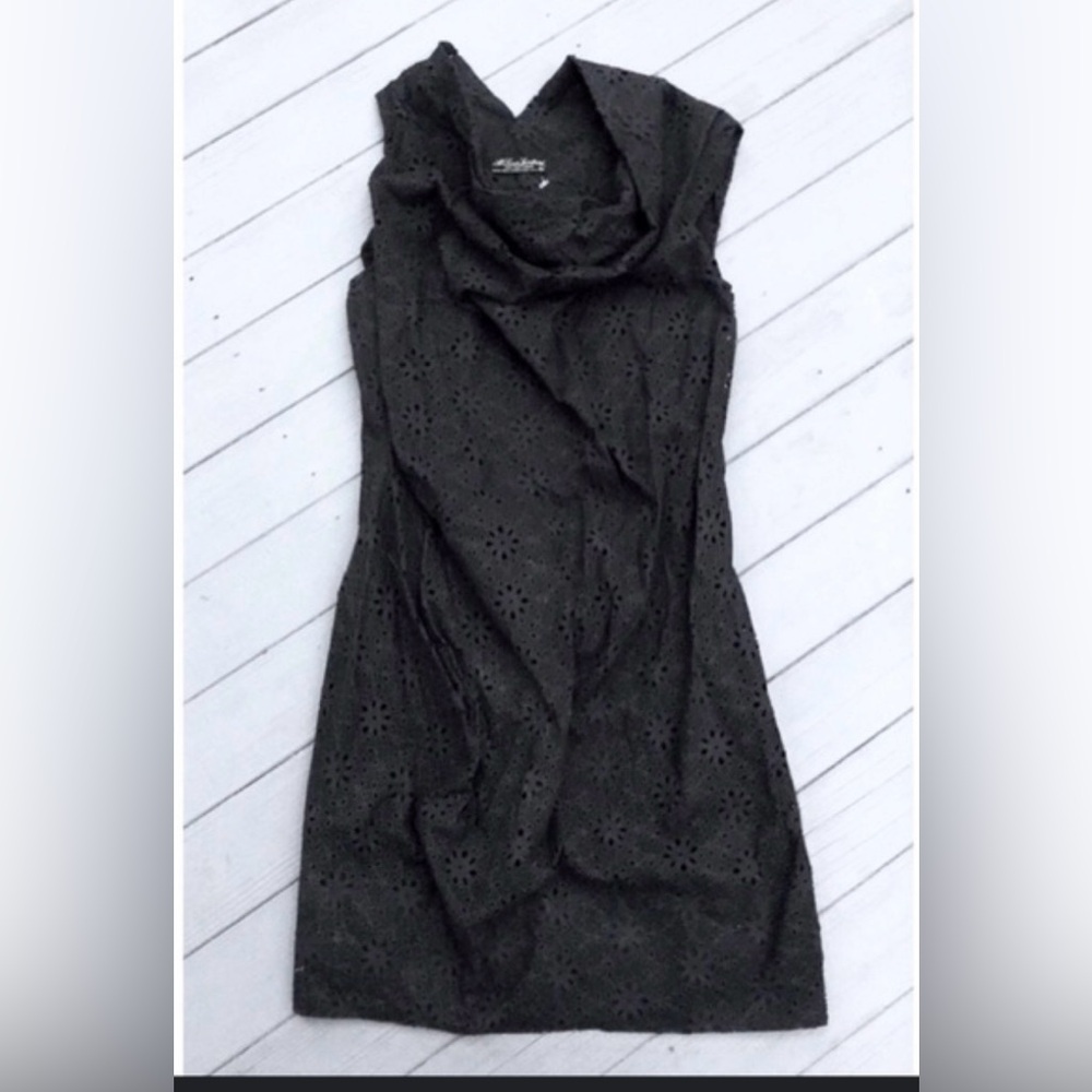 All Saints Black Eyelet Mini Dress